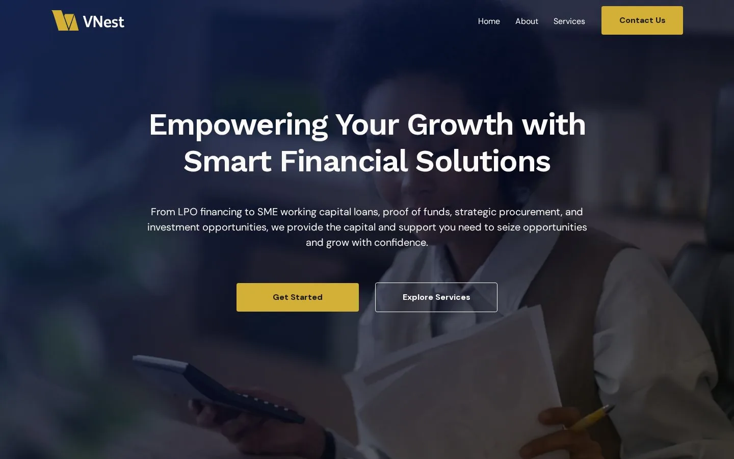 Live customer website preview — VNest
