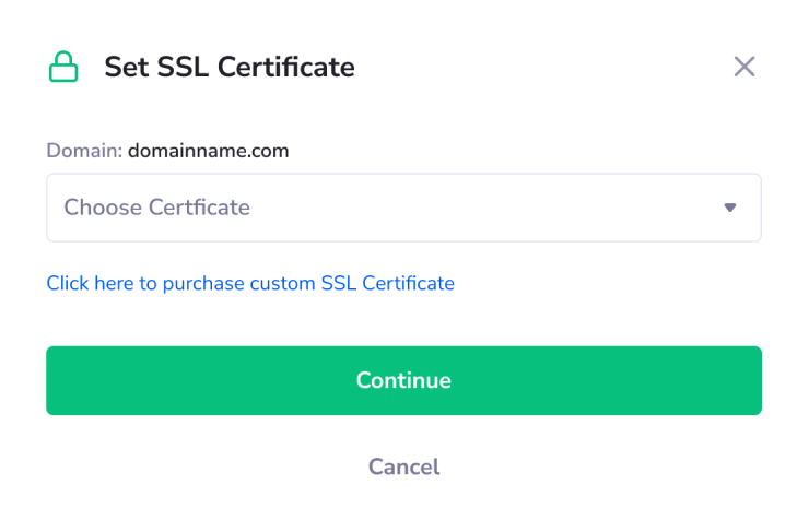 SSL certificates management screen showing certificate automation and status.