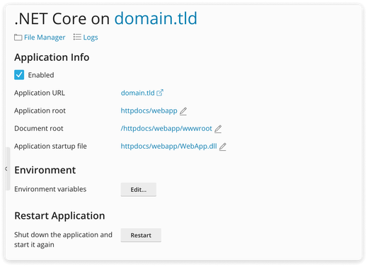 Plesk .NET Toolkit interface capture